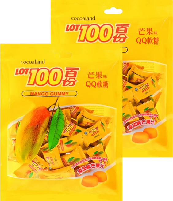 LOT100 一百份 芒果味QQ軟糖, 200g, 2袋