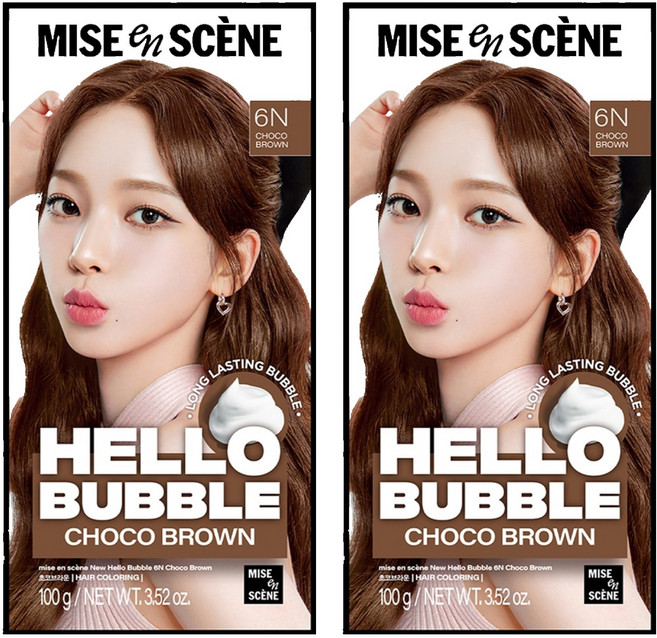mise en scene 魅尚萱 Hello Bubble泡沫染髮劑, 6N巧克力棕, 2盒