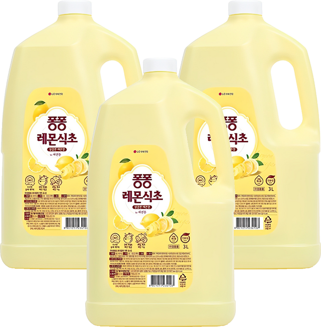 퐁퐁 레몬식초 주방세제 용기형, 3L, 3개