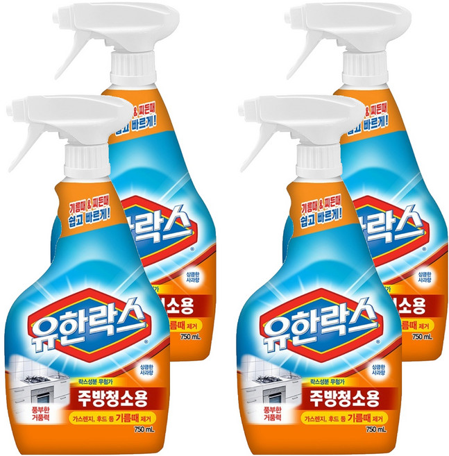유한락스 주방청소용, 750ml, 4개