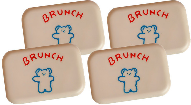 귀여운 곰돌이 렌즈 케이스, 베이지베어, 4개