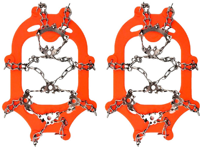 登山防滑鞋套 11齒冰爪, 橘色
