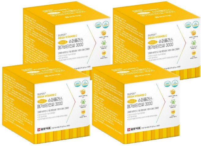 일양약품 슈퍼플러스 고용량 메가 비타민C 3000 90p, 270g, 4개