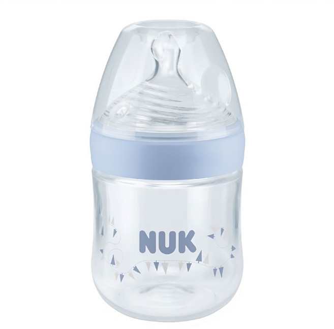 NUK Nature Sense PP奶瓶 150ml 防脹氣 多個仿生出乳孔 加寬口徑, 藍色, 1個