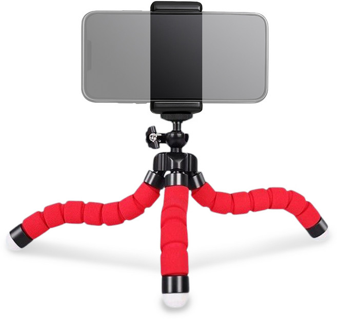 리브에잇 고프로 휴대폰 거치 문어발 삼각대, 레드, 1개