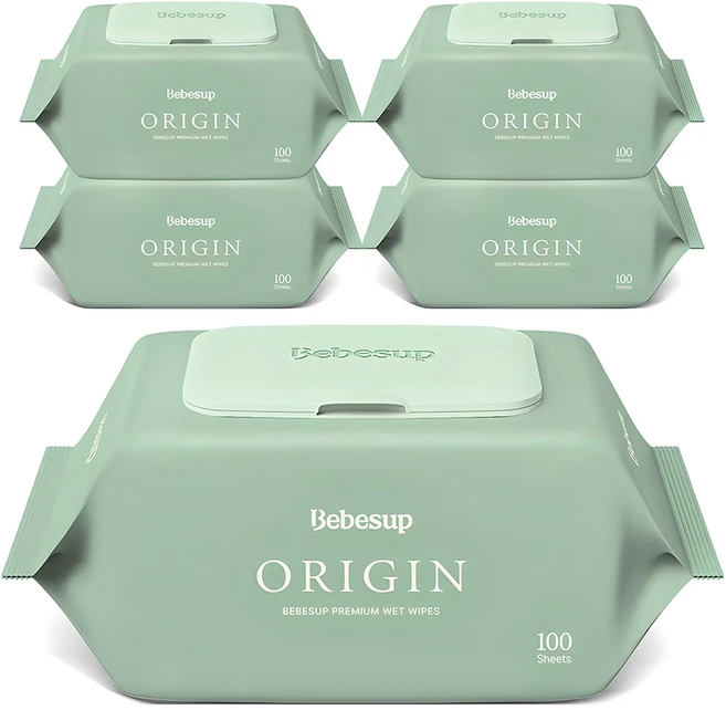 베베숲 오리진 물티슈 캡형, 50g, 100매, 5개 - 쿠팡