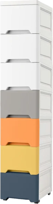 小麥購物 7層抽屜夾縫儲物收納櫃 密封款, 白色 + 灰色 + 橘黃色 + 藍色
