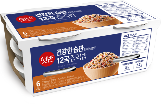 햇반 12곡 잡곡밥, 210g, 6개