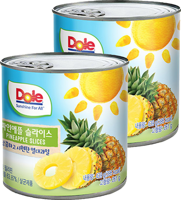 동원에프엔비 파인애플 슬라이스 통조림, 439g, 2개