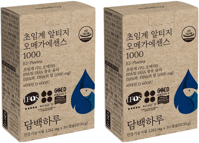 담백하루 정품 초임계 알티지 오메가에센스 1000, 30정, 2개