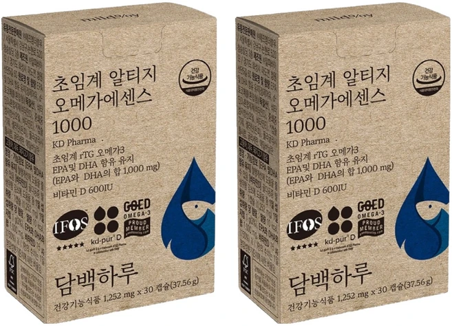 담백하루 정품 초임계 알티지 오메가에센스 1000, 30정, 2개 - 쿠팡