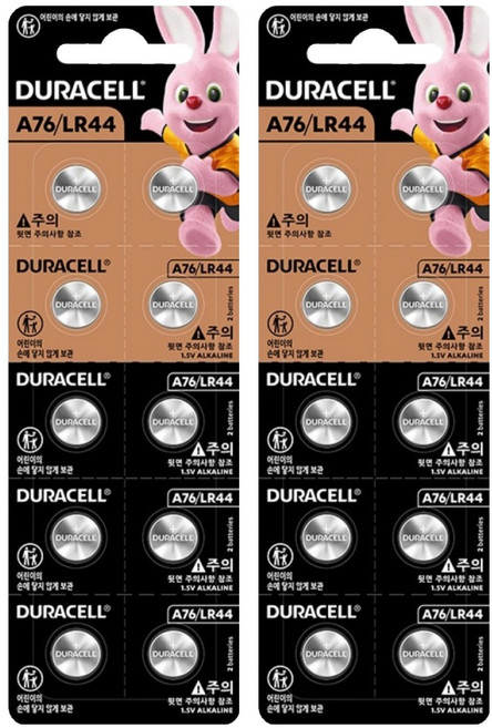 듀라셀 코인 알카라인 건전지 LR44, 10개입, 2개