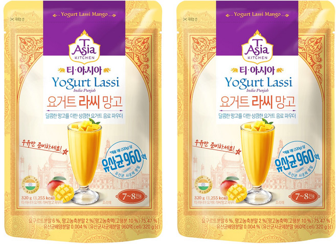 티아시아키친 요거트 라씨 망고 파우더, 320g, 1개입, 2개