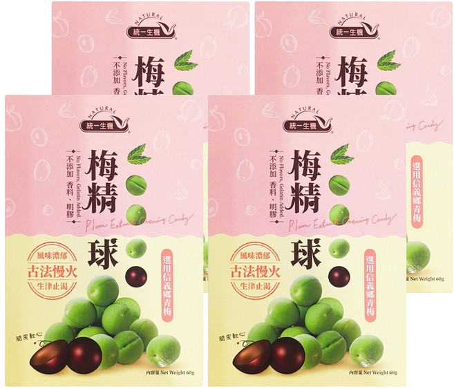 統一生機 梅精球, 60g, 4盒