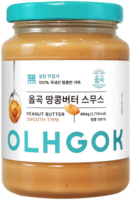 옳곡 100% 국내산 땅콩버터 스무스, 464g, 1개