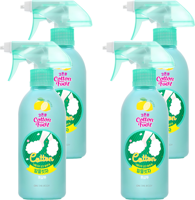 온더바디 코튼풋 발을씻자 풋샴푸 레몬민트향, 1개입, 4개, 385ml