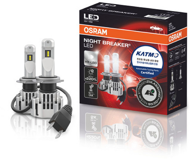 오스람 나이트 브레이커 LED램프 2p, 1세트, H7, 혼합색상