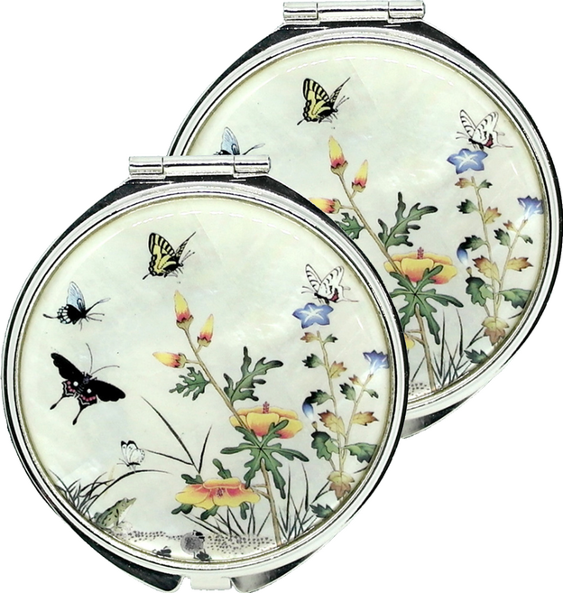 파앤카코리아 고급 자개 손거울, 2개, 초충도