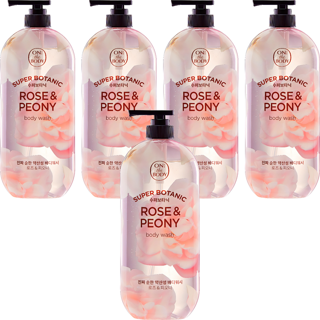 온더바디 수퍼보타닉 바디워시 로즈 앤 피오니향, 900g, 5개