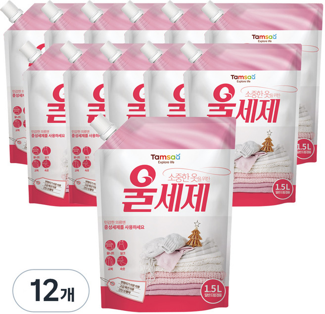 탐사 울세제 중성세제 리필, 1.5L, 12개
