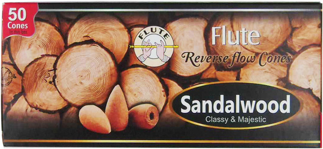 flute INCENSE 印度倒流香 50顆, Sandalwood 檀香, 1盒