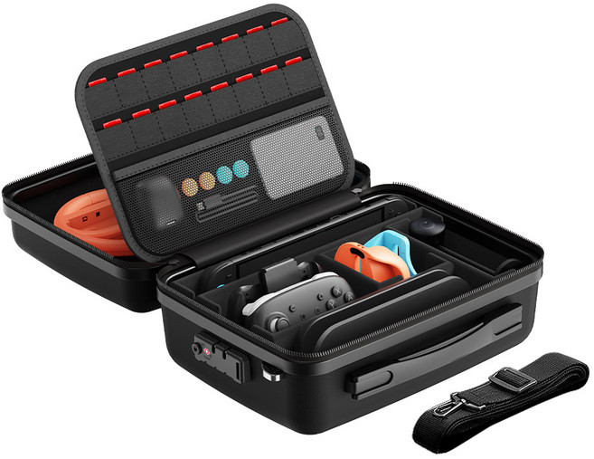 JOYTRON Switch 2 超輕量旅行用多合一收納TSA鎖 14吋手提箱, 黑色, 1個, SW2-CARRY09