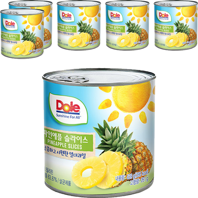 동원에프엔비 파인애플 슬라이스 통조림, 439g, 6개