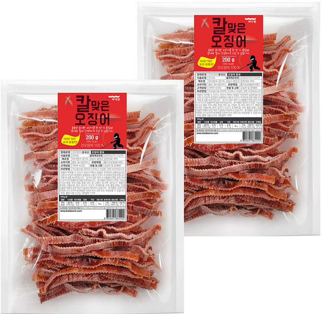 바다원 칼맞은 오징어, 200g, 2개