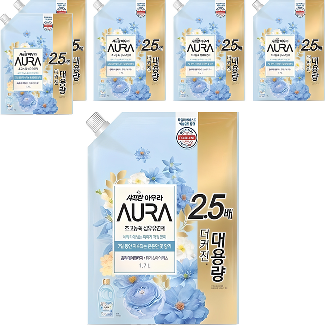 아우라 초고농축 섬유유연제 홀리데이판타지 리필, 1.7L, 6개