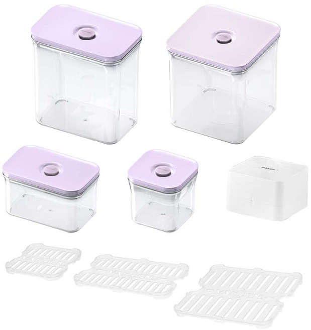 VAKUEN. Pora Best容器組 附Dice 電動抽氣器 + 篩網 3個 0.5L + 1L + 2L + 3.1L, 6.6L, 1組