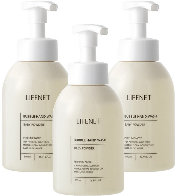 라이프넷 버블 핸드워시 베이비 파우더, 500ml, 3개