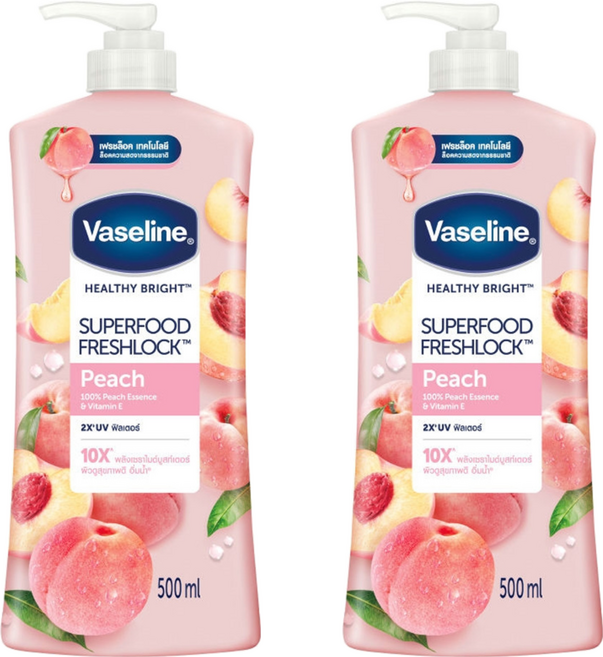 Vaseline 凡士林 乳液 水蜜桃 + VT-E, 2瓶, 500ml