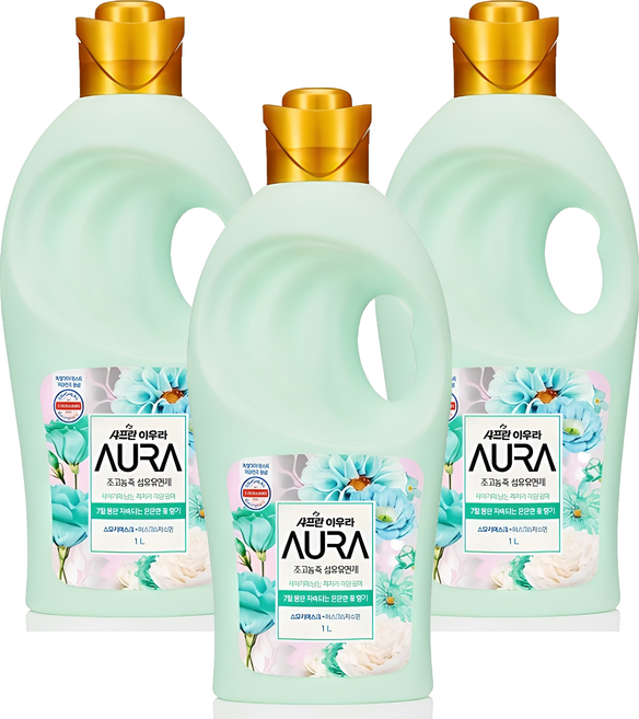 아우라 초고농축 섬유유연제 스모키머스크 자스민 향, 1L, 3개