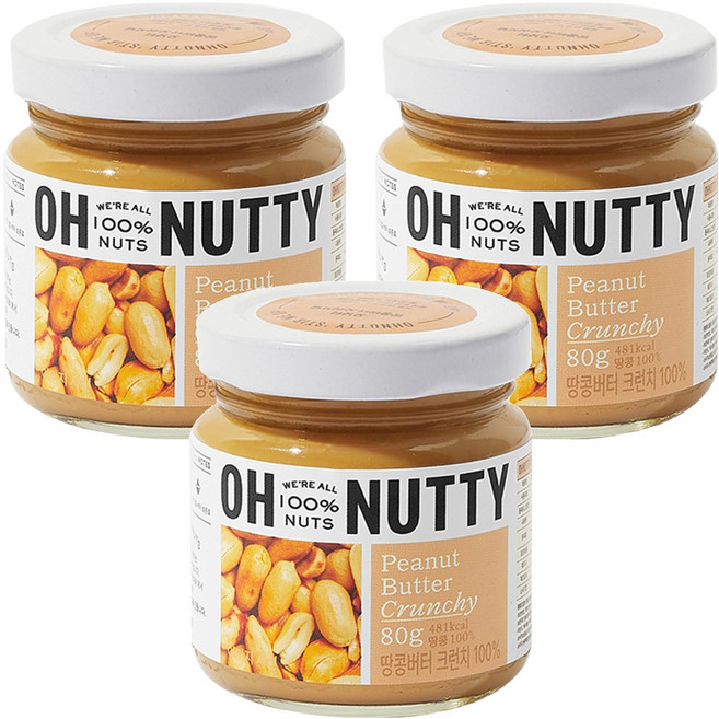 오넛티 땅콩버터 크런치 100%, 80g, 3개