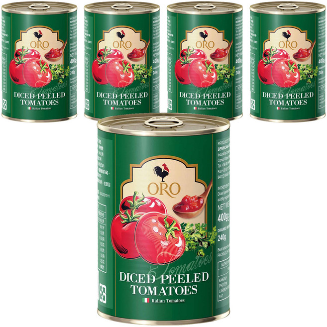 ORO 去皮切丁番茄, 400g, 5罐
