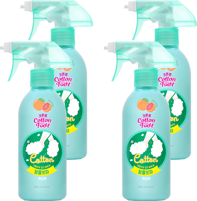 온더바디 코튼풋 발을 씻자 풋샴푸 자몽 민트향, 1개입, 4개, 385ml