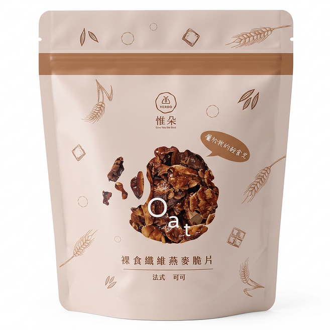 VERDO 惟朵 裸食纖維燕麥脆片 法式可可 100g, 1包