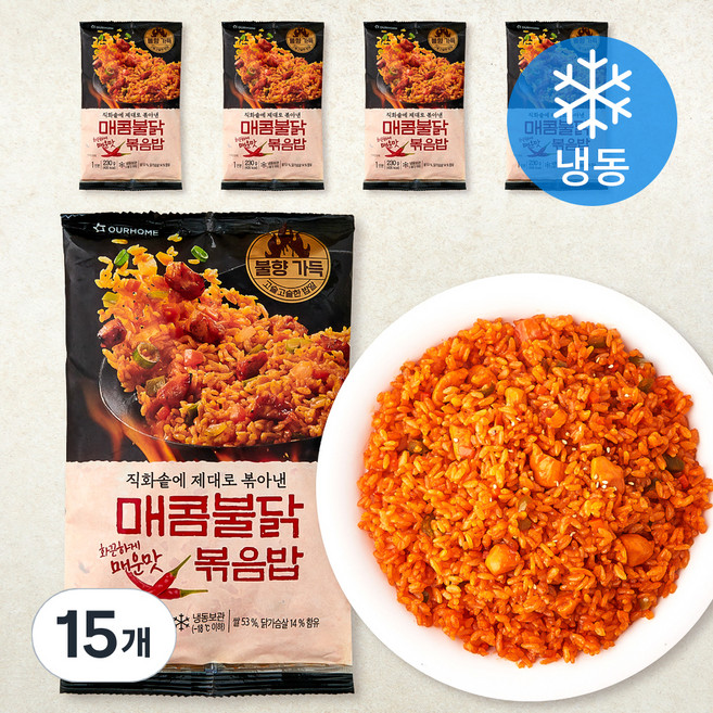 아워홈 매콤불닭 볶음밥 (냉동), 230g, 15개