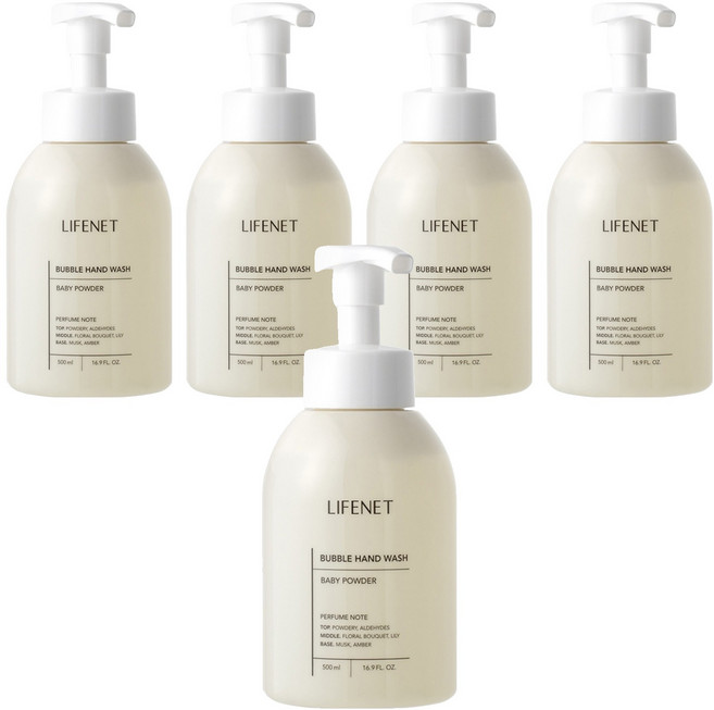 라이프넷 버블 핸드워시 베이비 파우더, 500ml, 5개
