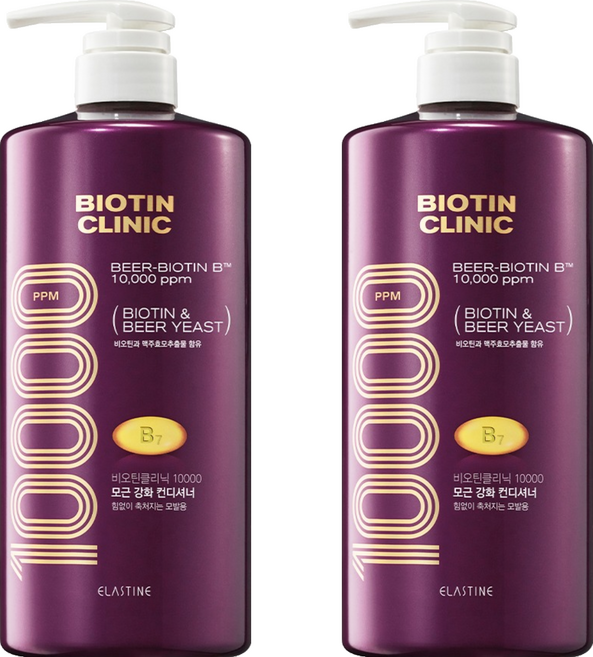 엘라스틴 비오틴클리닉 맥주효모 컨디셔너 그린 허브와 플로럴향, 1L, 2개