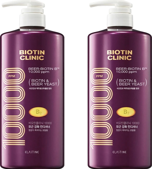 엘라스틴 비오틴클리닉 맥주효모 컨디셔너 그린 허브와 플로럴향, 1L, 2개 - 쿠팡
