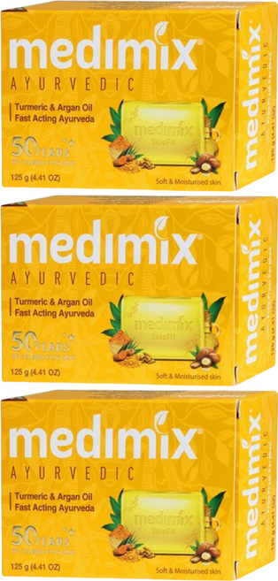 medimix 台灣公司貨 綠寶石皇室藥草浴 美肌皂 薑黃, 125g, 3個
