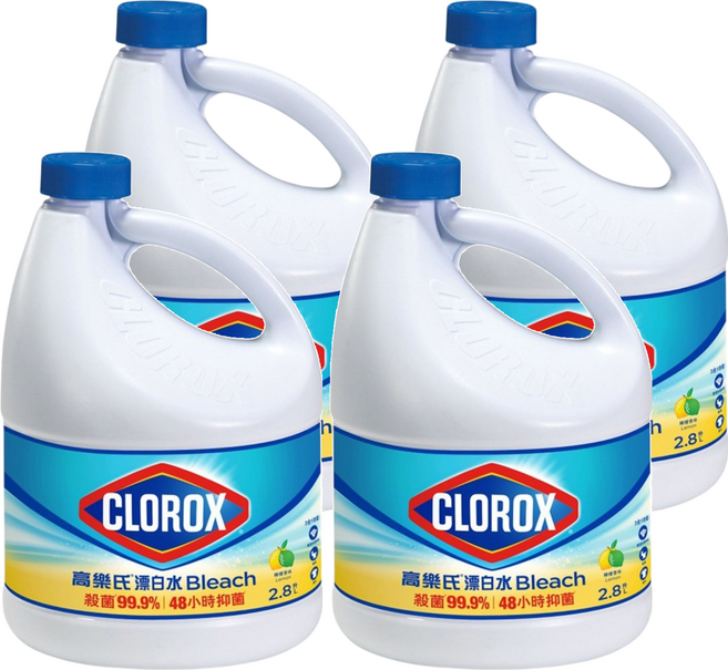 CLOROX 高樂氏 漂白水 檸檬香, 2.8L, 4桶