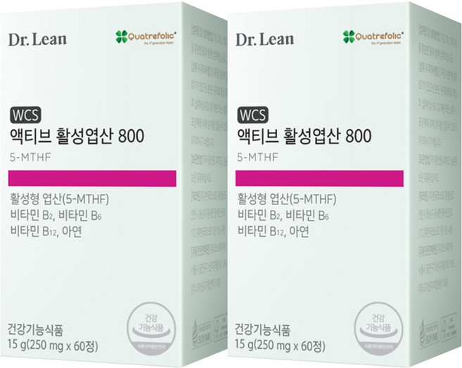 닥터린 액티브 활성엽산 800, 60정, 2개