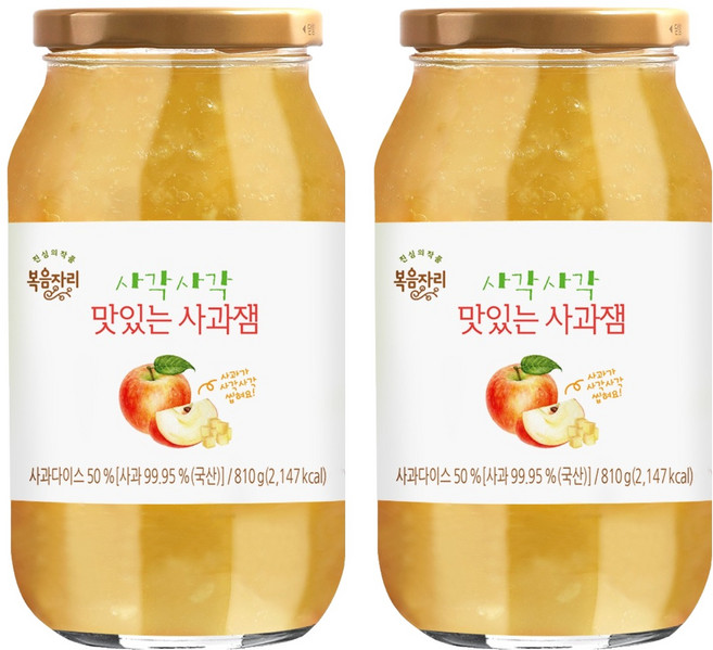 복음자리 사각사각 사과잼, 810g, 2개