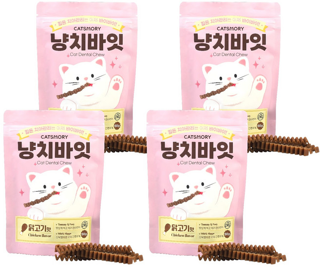 캣츠모리 냥치바잇 스틱, 닭고기, 60g, 4개