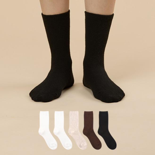GGRN 여성용 프리미엄 램스 울 캐시미어 양말 5켤레 세트