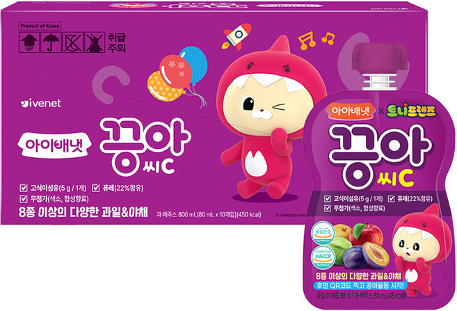 韓國 ivenet 孩童綜合蔬果汁, 綜合蔬果C口味, 80ml, 10包