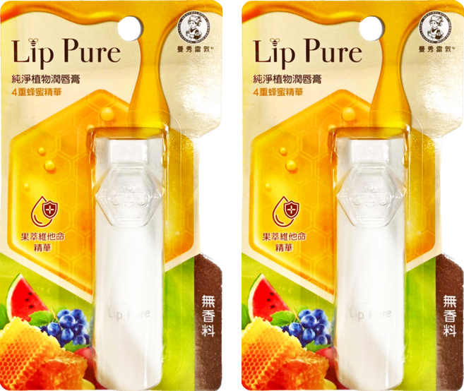 MENTHOLATUM 曼秀雷敦 台灣公司貨 純淨植物潤唇膏, 無香料, 4g, 2支