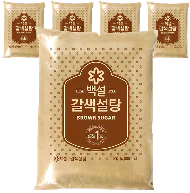 백설 갈색설탕, 1kg, 5개
